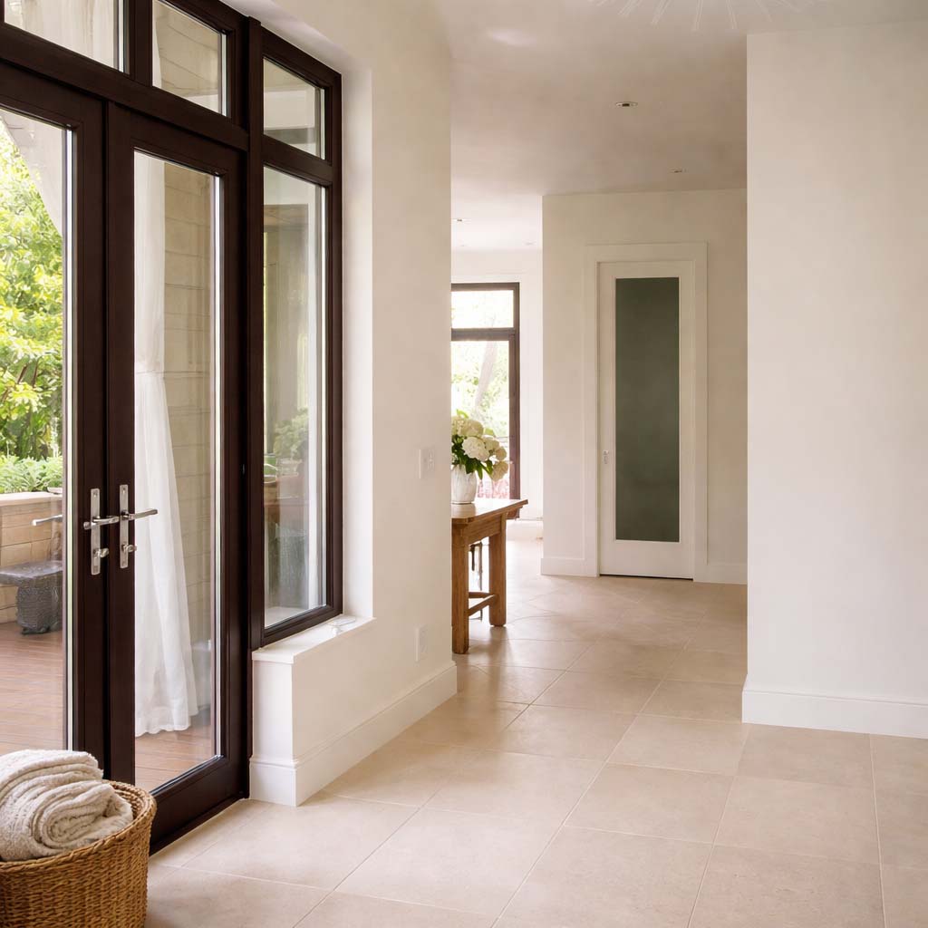 contemporary house limestone tile