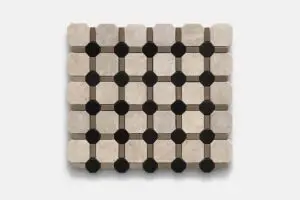 kadhel octagon blacl dot marble mosaic