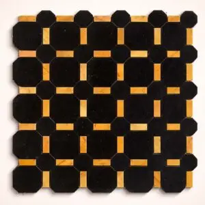 octagon black dot marble gialllo antico