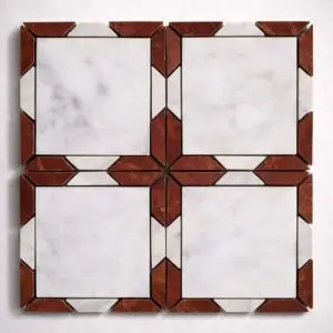 rrosso antico marble carrara fleur mosaic